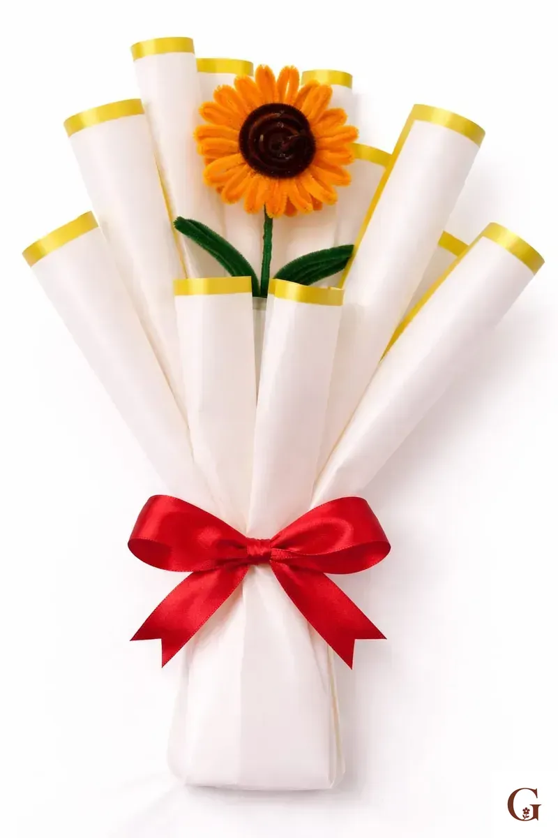 Single Sunflower Bouquet | Cute Birthday Gift for Wife - Handmade Gift by GulNest India