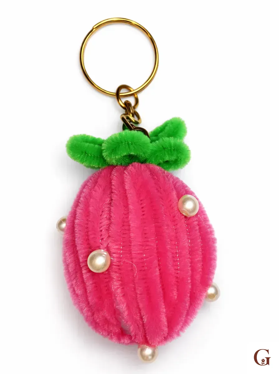Pink Strawberry keychain - Handmade with love by GulNest