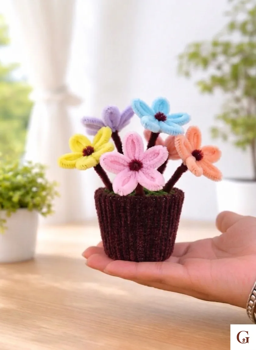 Daisy Mixed Flower Pot - Handmade Gift by GulNest India