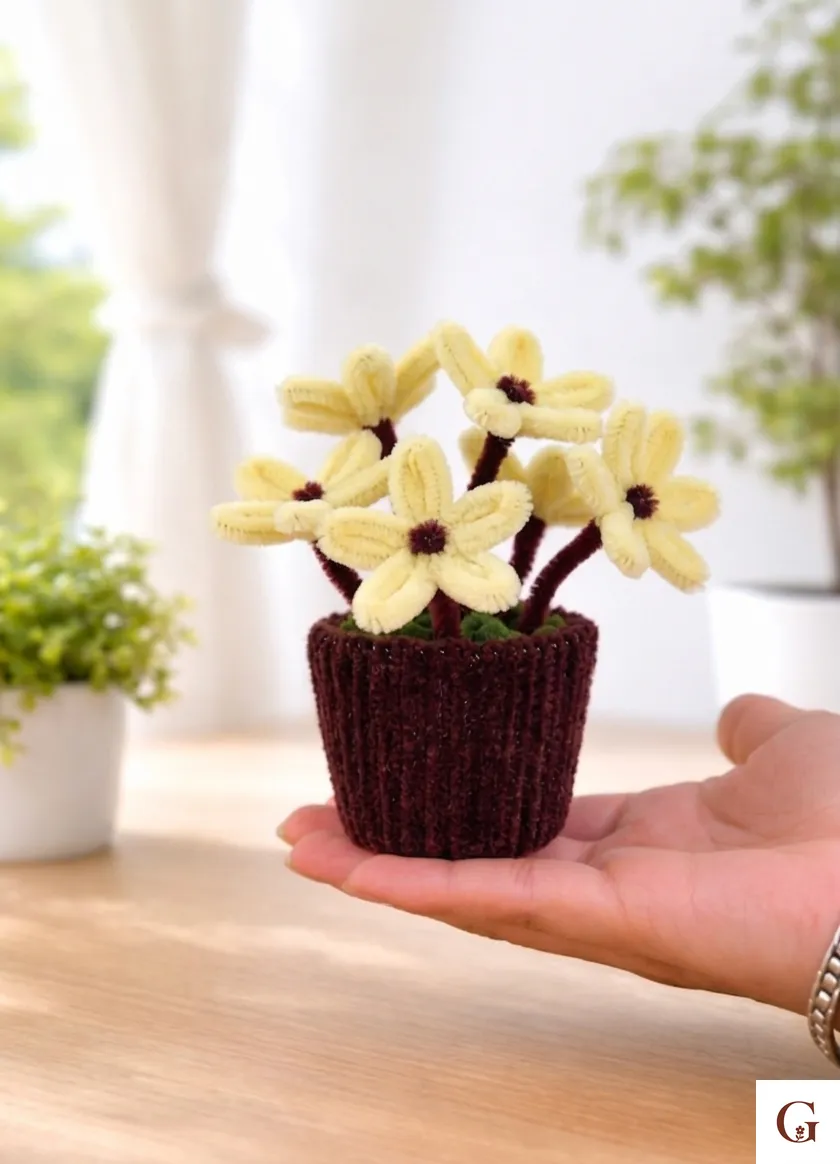 Daisy Flower Mini Pot | Housewarming Gift for Partner - Handmade Gift by GulNest India