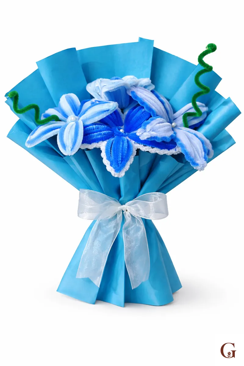 Blue Flower Bouquet | Birthday Gift for Wife - Handmade with love by GulNest