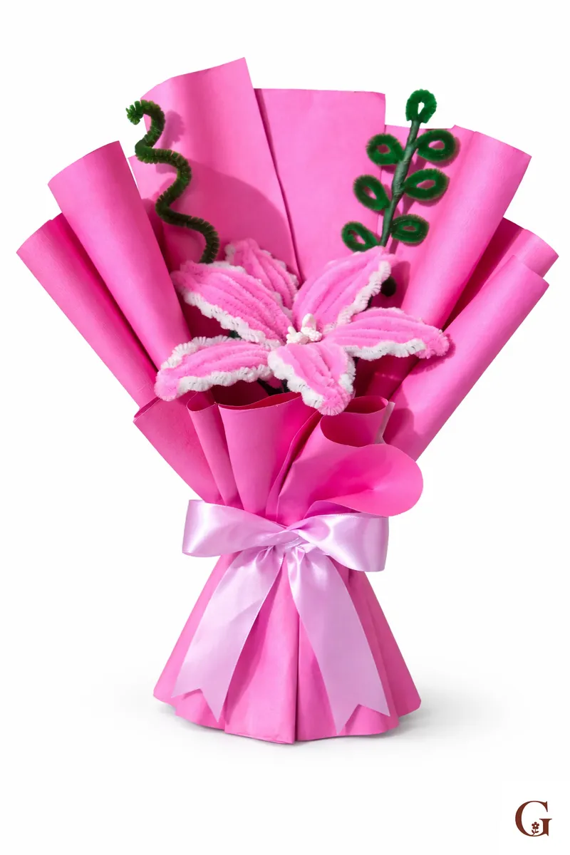 Pink Single Flower Bouquet | Romantic Gift for Girlfriend - Handmade with love by GulNest