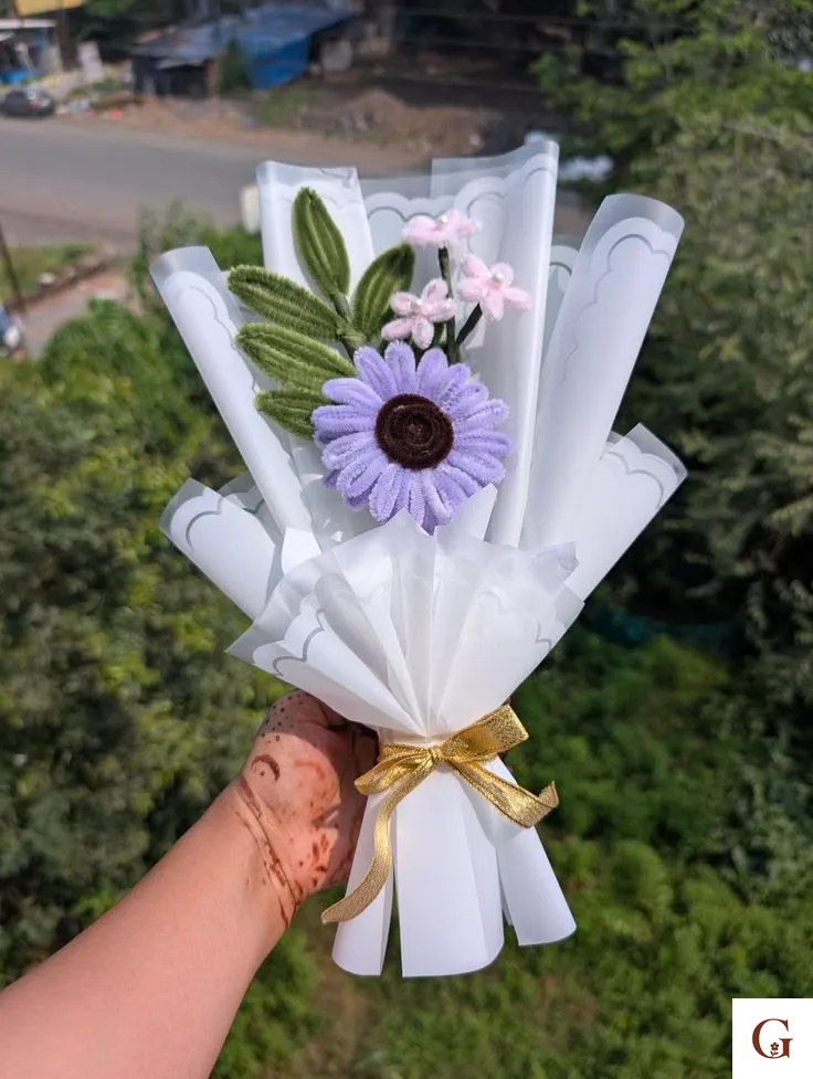 Purple sunflower - Handmade Gift by GulNest India