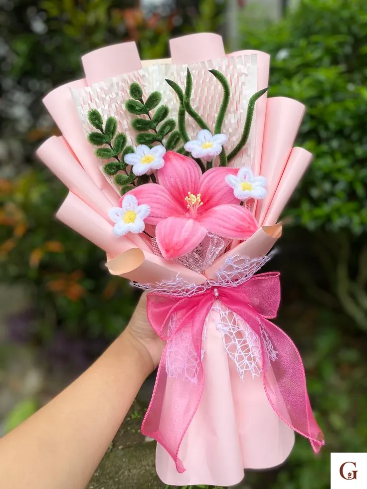 Hibiscus single bouquet - Handmade Gift by GulNest India